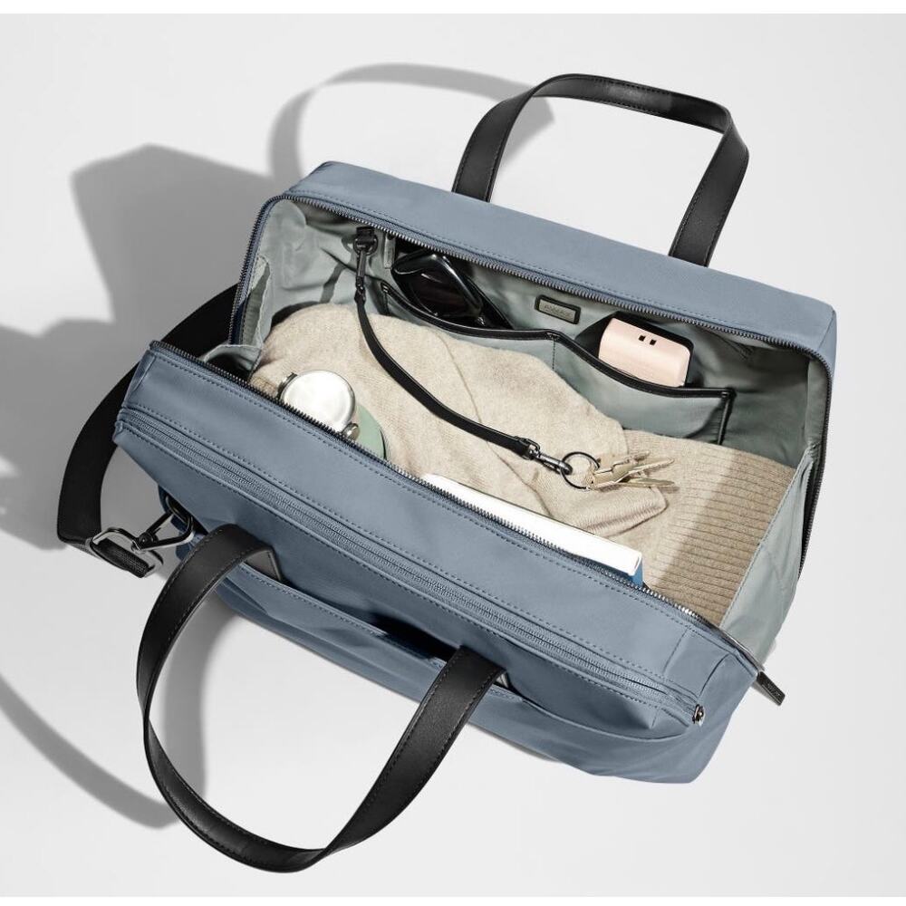Away Everywhere Weekender Duffle Bag Luggage Gray Nylon Black Leather - Picture 7 of 15